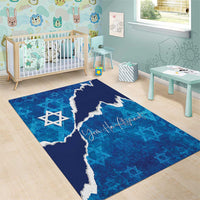 Israel Yom Ha'atzmaut Area Rug Star of David Grunge Style