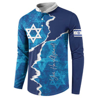 Personalized Israel Yom Ha'atzmaut Button Sweatshirt Star of David Grunge Style