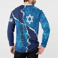 Personalized Israel Yom Ha'atzmaut Button Sweatshirt Star of David Grunge Style