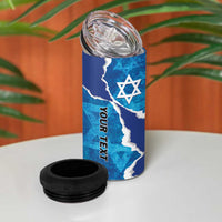 Personalized Israel Yom Ha'atzmaut 4 in 1 Can Cooler Tumbler Star of David Grunge Style