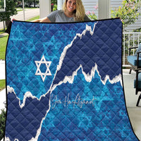 Israel Yom Ha'atzmaut Quilt Star of David Grunge Style