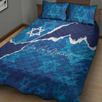 Israel Yom Ha'atzmaut Quilt Bed Set Star of David Grunge Style