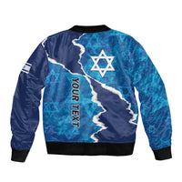 Personalized Israel Yom Ha'atzmaut Sleeve Zip Bomber Jacket Star of David Grunge Style