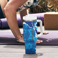 Personalized Israel Yom Ha'atzmaut Tumbler With Handle Star of David Grunge Style