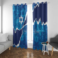 Israel Yom Ha'atzmaut Window Curtain Star of David Grunge Style