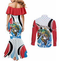 Personalized Antigua and Barbuda Fishing Couples Matching Mermaid Dress and Long Sleeve Button Shirt Sporty Style