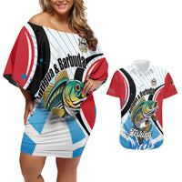 Personalized Antigua and Barbuda Fishing Couples Matching Off Shoulder Short Dress and Hawaiian Shirt Sporty Style