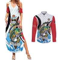 Personalized Antigua and Barbuda Fishing Couples Matching Summer Maxi Dress and Long Sleeve Button Shirt Sporty Style