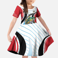 Personalized Antigua and Barbuda Fishing Family Matching Off The Shoulder Long Sleeve Dress and Hawaiian Shirt Sporty Style