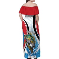 Personalized Antigua and Barbuda Fishing Family Matching Off Shoulder Maxi Dress and Hawaiian Shirt Sporty Style