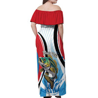 Personalized Antigua and Barbuda Fishing Off Shoulder Maxi Dress Sporty Style