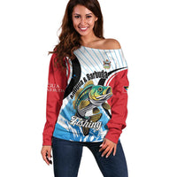 Personalized Antigua and Barbuda Fishing Off Shoulder Sweater Sporty Style
