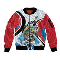 Personalized Antigua and Barbuda Fishing Sleeve Zip Bomber Jacket Sporty Style