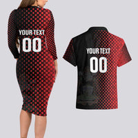 Custom Football Antigua and Barbuda Couples Matching Long Sleeve Bodycon Dress and Hawaiian Shirt The Benna Boys Go Champions