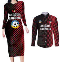 Custom Football Antigua and Barbuda Couples Matching Long Sleeve Bodycon Dress and Long Sleeve Button Shirt The Benna Boys Go Champions