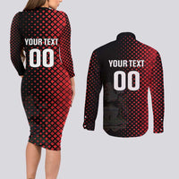 Custom Football Antigua and Barbuda Couples Matching Long Sleeve Bodycon Dress and Long Sleeve Button Shirt The Benna Boys Go Champions