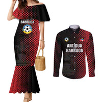 Custom Football Antigua and Barbuda Couples Matching Mermaid Dress and Long Sleeve Button Shirt The Benna Boys Go Champions