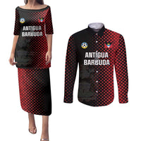 Custom Football Antigua and Barbuda Couples Matching Puletasi and Long Sleeve Button Shirt The Benna Boys Go Champions