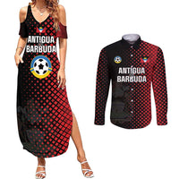 Custom Football Antigua and Barbuda Couples Matching Summer Maxi Dress and Long Sleeve Button Shirt The Benna Boys Go Champions