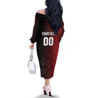 Custom Football Antigua and Barbuda Family Matching Off The Shoulder Long Sleeve Dress and Hawaiian Shirt The Benna Boys Go Champions