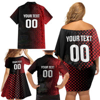 Custom Football Antigua and Barbuda Family Matching Off Shoulder Short Dress and Hawaiian Shirt The Benna Boys Go Champions