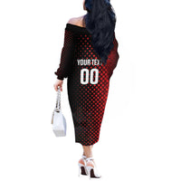 Custom Football Antigua and Barbuda Off The Shoulder Long Sleeve Dress The Benna Boys Go Champions