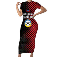 Custom Football Antigua and Barbuda Short Sleeve Bodycon Dress The Benna Boys Go Champions