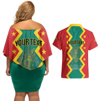 Personalized Grenada 1974 Couples Matching Off Shoulder Short Dress and Hawaiian Shirt Proud To Be Grenadian