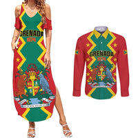 Personalized Grenada 1974 Couples Matching Summer Maxi Dress and Long Sleeve Button Shirt Proud To Be Grenadian