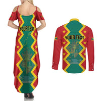 Personalized Grenada 1974 Couples Matching Summer Maxi Dress and Long Sleeve Button Shirt Proud To Be Grenadian