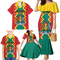 Personalized Grenada 1974 Family Matching Mermaid Dress and Hawaiian Shirt Proud To Be Grenadian