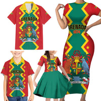 Personalized Grenada 1974 Family Matching Short Sleeve Bodycon Dress and Hawaiian Shirt Proud To Be Grenadian