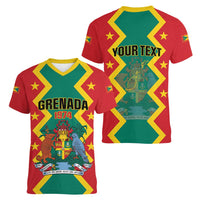 Personalized Grenada 1974 Women V-Neck T-Shirt Proud To Be Grenadian