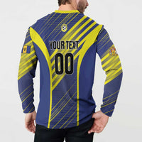 Custom Barbados Football Button Sweatshirt Go Champions Bajan Tridents