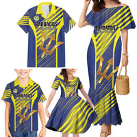 Custom Barbados Football Family Matching Mermaid Dress and Hawaiian Shirt Go Champions Bajan Tridents