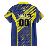 Custom Barbados Football Family Matching Off Shoulder Short Dress and Hawaiian Shirt Go Champions Bajan Tridents