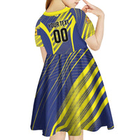 Custom Barbados Football Kid Short Sleeve Dress Go Champions Bajan Tridents