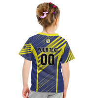 Custom Barbados Football Kid T Shirt Go Champions Bajan Tridents