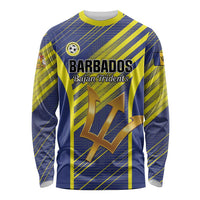 Custom Barbados Football Long Sleeve Shirt Go Champions Bajan Tridents