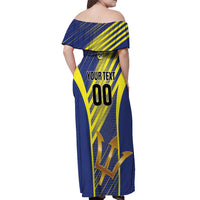 Custom Barbados Football Off Shoulder Maxi Dress Go Champions Bajan Tridents