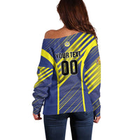 Custom Barbados Football Off Shoulder Sweater Go Champions Bajan Tridents