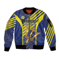 Custom Barbados Football Sleeve Zip Bomber Jacket Go Champions Bajan Tridents