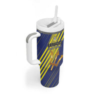 Custom Barbados Football Tumbler With Handle Go Champions Bajan Tridents