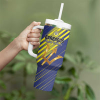 Custom Barbados Football Tumbler With Handle Go Champions Bajan Tridents