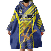 Custom Barbados Football Wearable Blanket Hoodie Go Champions Bajan Tridents