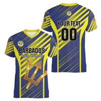 Custom Barbados Football Women V-Neck T-Shirt Go Champions Bajan Tridents