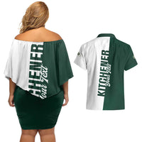 Personalised Canada Kitchener Couples Matching Off Shoulder Short Dress and Hawaiian Shirt Ex Industria Prosperitas