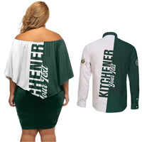 Personalised Canada Kitchener Couples Matching Off Shoulder Short Dress and Long Sleeve Button Shirt Ex Industria Prosperitas