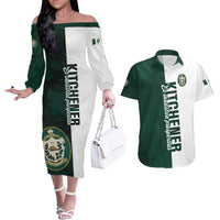 Personalised Canada Kitchener Couples Matching Off The Shoulder Long Sleeve Dress and Hawaiian Shirt Ex Industria Prosperitas