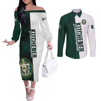 Personalised Canada Kitchener Couples Matching Off The Shoulder Long Sleeve Dress and Long Sleeve Button Shirt Ex Industria Prosperitas